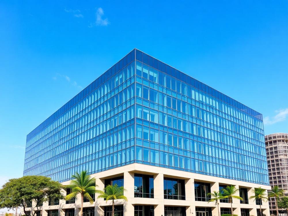 Completed modern glass office complex built by Musob Limited in Nairobi